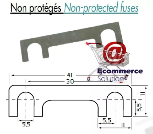 Lot de 5 FUSIBLE LAME COURANT MAXIMUM 200 A AMPERES R1107 DIN 72581 NON PROTEGE