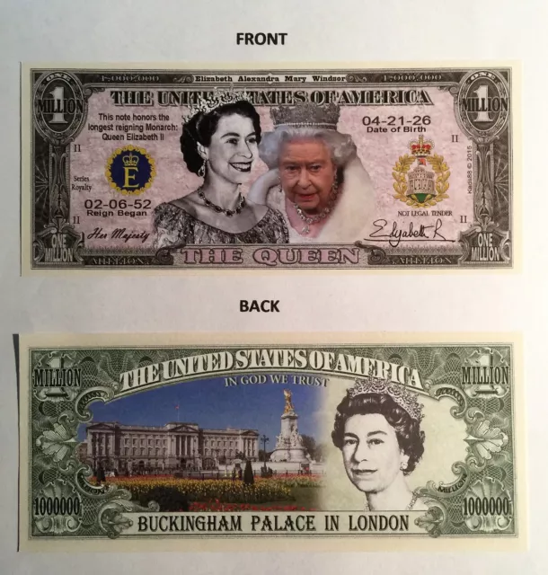 The Queen, Buckingham Palace, Royal $1,000,000 Novelty Note.