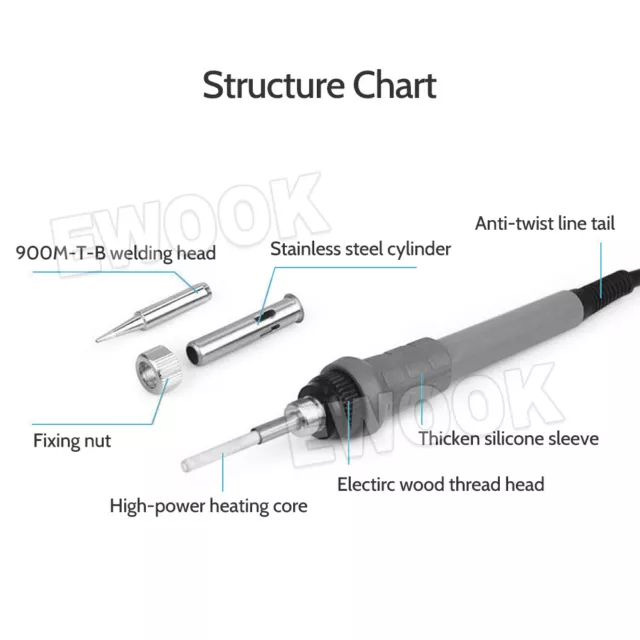 60W Soldering Iron Solder Rework Station Variable Temperature LED Display 3