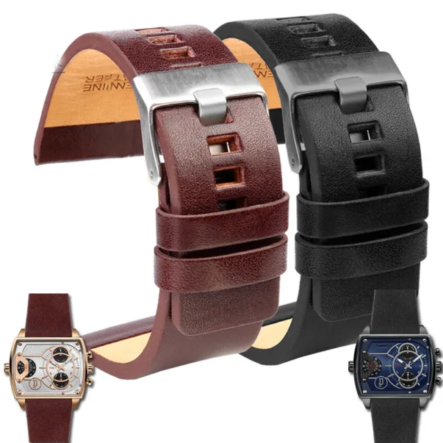 24 26 28 30 32mm Genuine Leather Strap Watch Band Strap For Diesel DZ Watches