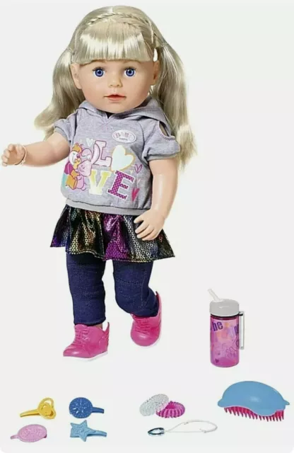 BABY Born Soft Touch Sister Blonde 43cm Doll drinks and cries real tears BNIB