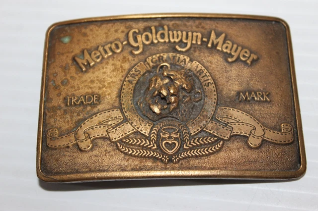 METRO GOLDWYN MAYER Vintage Solid Brass Belt Buckle MGM  display picture 3