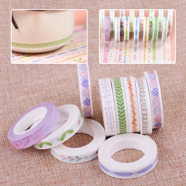 10 Rolls Printing Washi Tape Adhesive Scrapbook Handicraft Gift Box DIY 8mmx10M