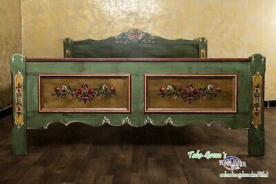 Voglauer Anno 1800 Old Green Double Bed Cottage Bedroom 200x200 2x2 2