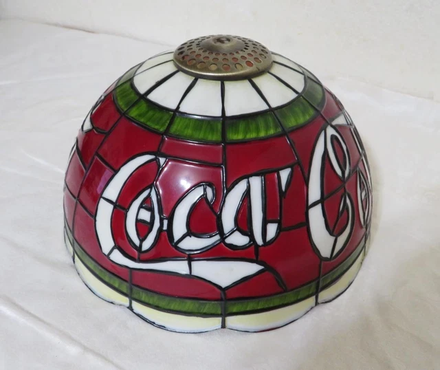 Coca Cola Retro Plastic-Stained Glass Style Light Lamp Shade 10" dia. vintage