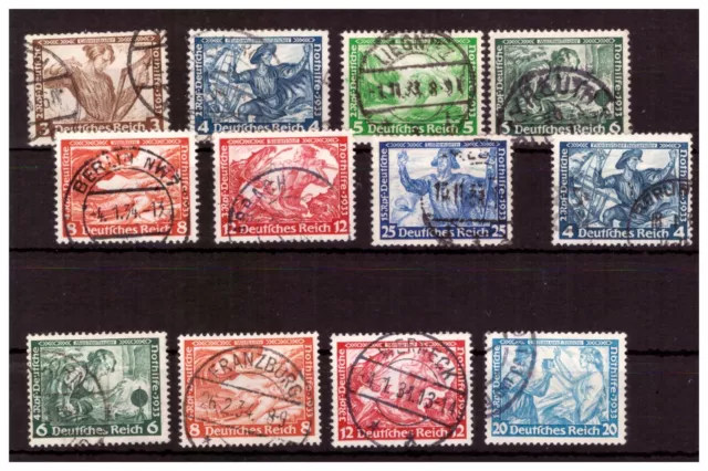 H27534 Deutsches Reich  Mi. Nr. 499 A - 504 A, 506 A + 500 B - 505 B  gestempelt