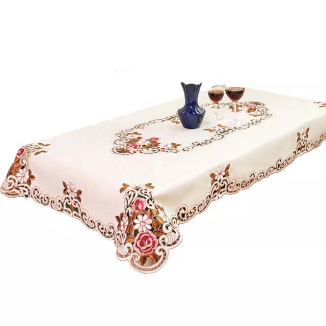 Tablecloth Cutwork Decorative Pastoral Embroidered Cutwork Table Cloth Polyester