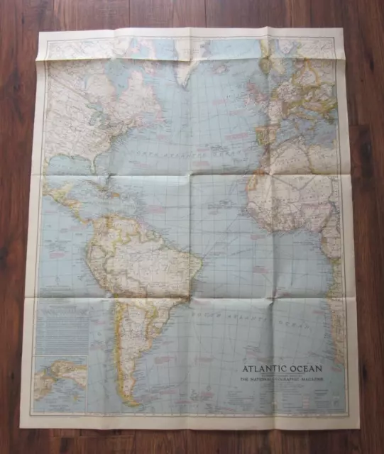 Atlantic Ocean  -  National Geographic Magazine Map .  1939