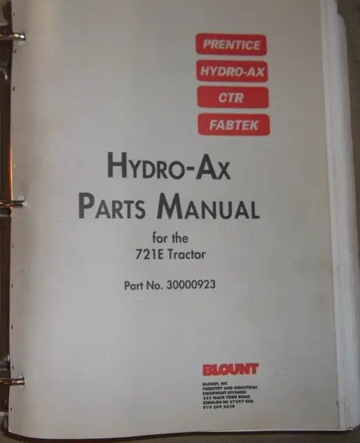 Blount HYDRO-AX para Los 721E Tractor Manual de Piezas Libro Catálogo