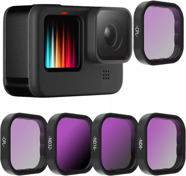 REYGEAK 4-Pack Lens Filter CPL ND8 ND16 ND32 Compatible for GoPro Hero 11/10/9