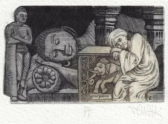 ZOLTAN VEN: Exlibris für Ruth Jensch, "Buddha von Polonnaruva"