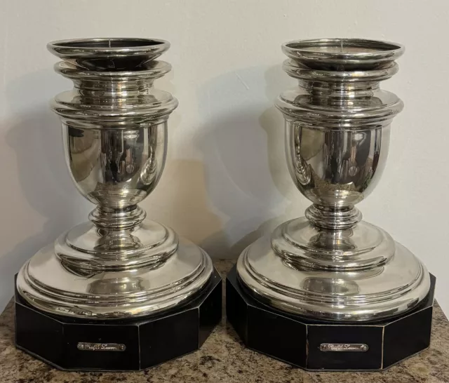 Pair Of Vintage Ralph Lauren Silver Plate Urn Form Candlesticks