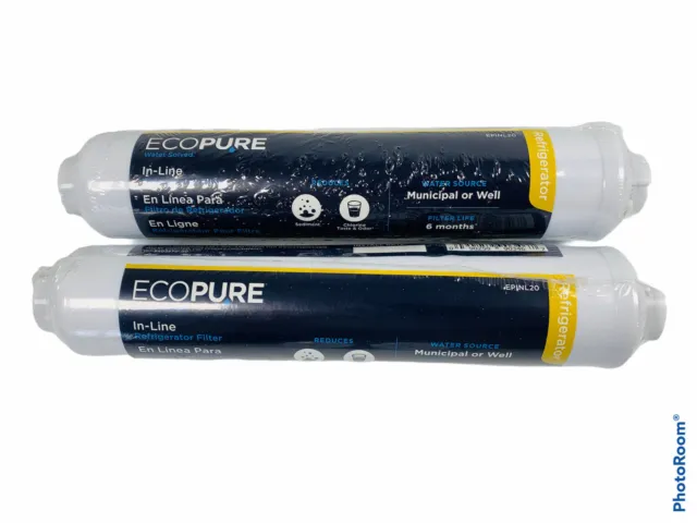 🔥LOT OF 2 • EcoPure External In-Line Refrigerator Water Filter ...