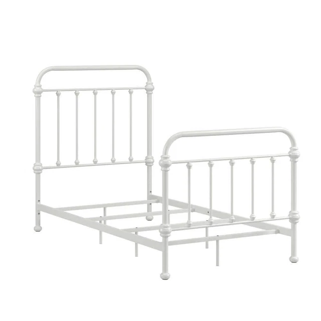 HomeSullivan Panel Bed 32.4" H X 43.5" W, Metal Frame White Antique Victorian