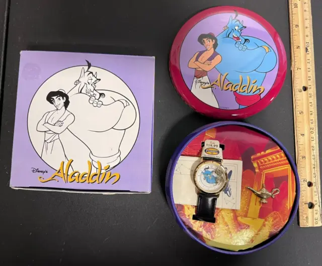 1997 Fossil Limited Edition Disney Aladdin Collector's Watch LI-1046 +Pin New AA