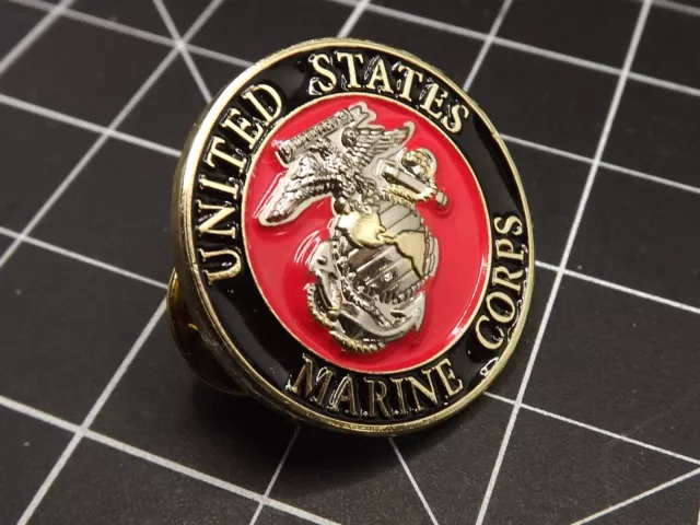 BRAND NEW Lapel Pin USMC United States Marine Corps LOGO Black & Red Enamel 7/8"