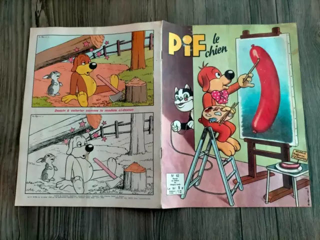 les aventures de PIF LE CHIEN n° 62 placid et muzo  de 1963 ARNAL