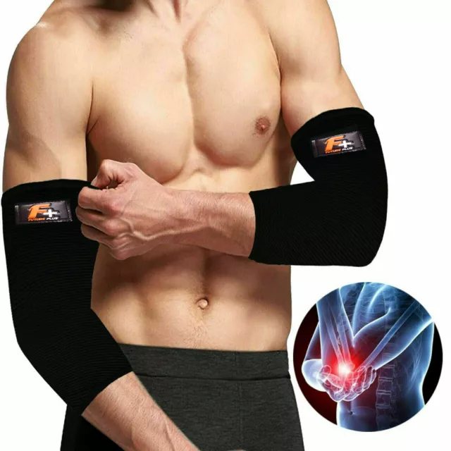 F+ 2 Elbow Support Brace Compression Sleeve Tennis Golfer Gym Arm Arthritis Pain