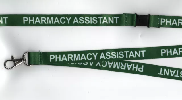 1 Green PHARMACY ASSISTANT Breakaway Safety Strap Hospital Lanyard: Free UK P&P