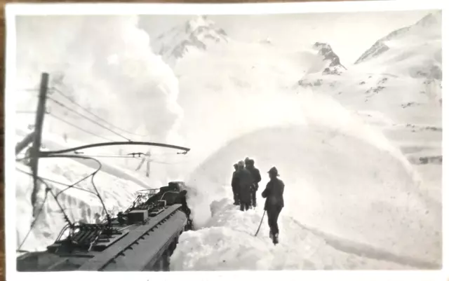 FOTO CARTOLINA ORIGINALE SUISSE, GR BERNINA BAHN BB - RhB TIRANO-St. MORITZ 1937