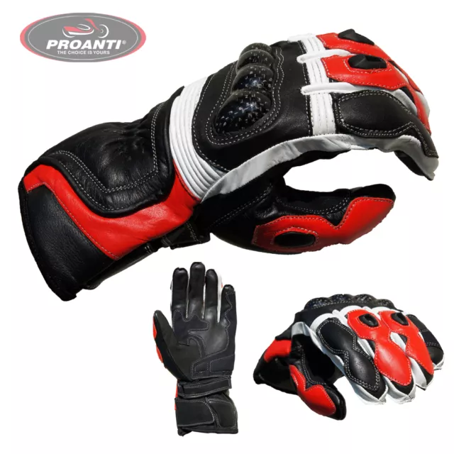 Motorradhandschuhe Racing Leder Motorrad Handschuhe PROANTI M-XXL