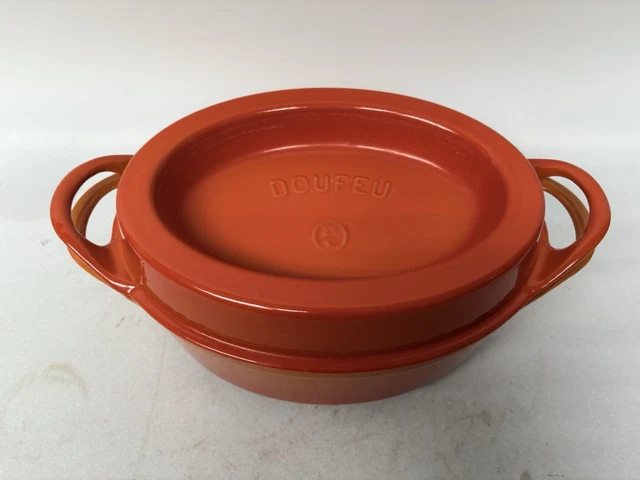 Cocotte en fonte émaillée Orange clair Vintage DOUFEU COUSANCES N° 22  | eBay