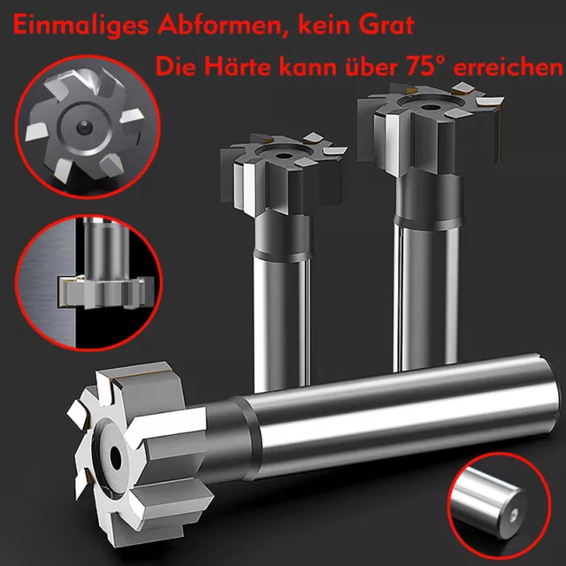 Schaftfräser T-Nutfräser VHM Nutenfräser T Schlitzfräser Ø 16 - 32 mm Härte 75°