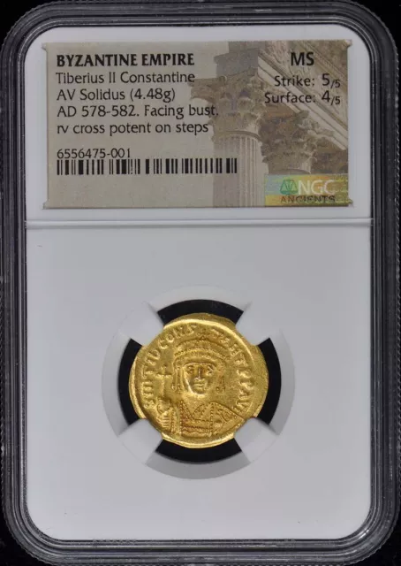 Tiberius II Constantine BYZANTINE EMPIRE AV Solidus NGC MS 60