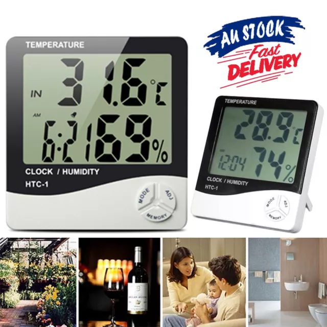 Digital Humidity Meter Indoor Clock Room Thermometer Hygrometer LCD Temperature