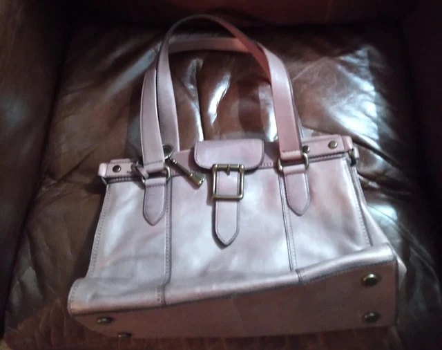 Fossil Vintage Revival Tan/Orange Satchel Flap Leather Medium Tote handbag-As Is