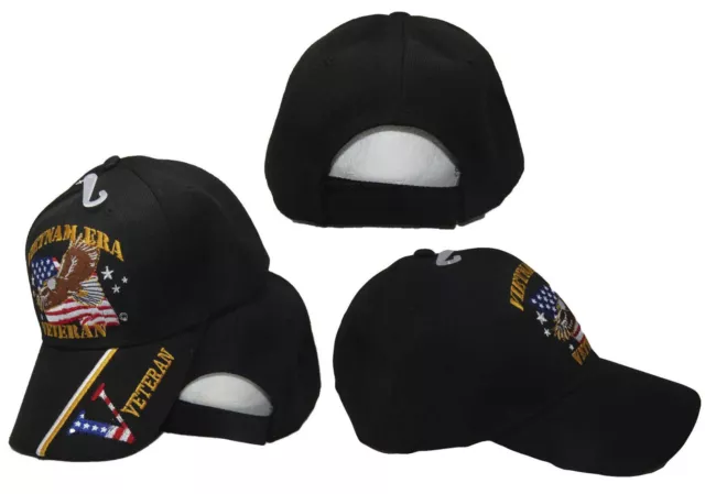 Black Vietnam ERA Veteran Deluxe Low Profile Baseball Hat Cap