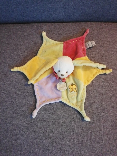 O/ Doudou Et Compagnie Lapin Lapinou Plat Jaune Vert Violet Rouge Papillon