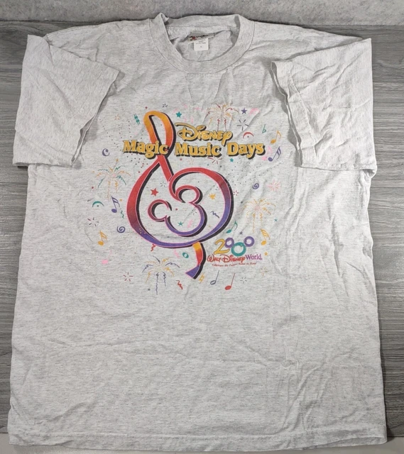 GLOWS IN DARK DISNEY WORLD MAGIC MUSIC DAYS 2000' Mens XL Gray Crewneck MICKEY