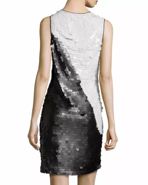 NWOT Marc New York by Andrew Marc Two-Tone Allover Sequin Dress, Black/White 2