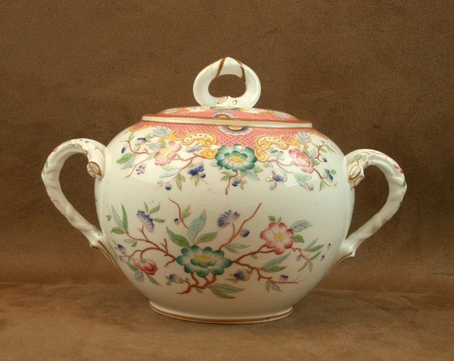 Bel Important Sucrier En Porcelaine  De Sarreguemines Decor Minton
