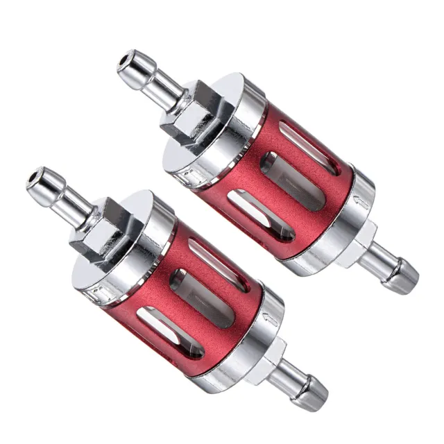Universal Motorcycle Petrol Gas Fuel Gasoline Oil Filter, Red, 2Pcs