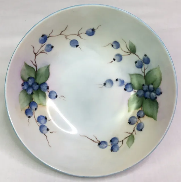 Bareuther Waldsassen Bavaria Germany 6” Small Bowl Blueberries Hand painted