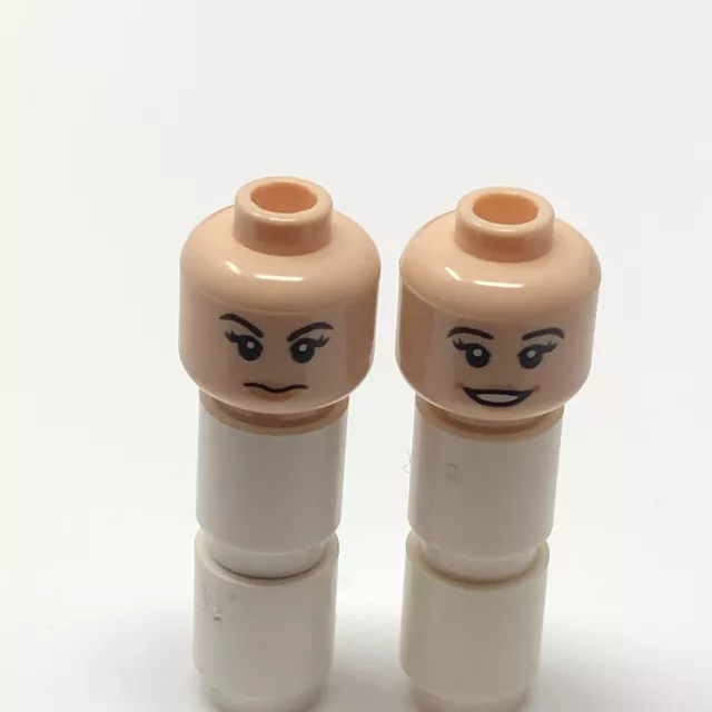 LEGO Minifig Dual Head Female Peach Lips Open Smile Closed Mouth Raised Eyebrows