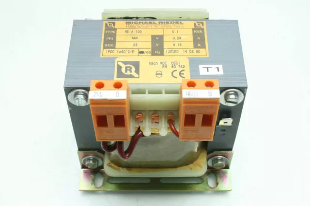 Michael Riedel Transformer, Type REIA 100, 0.1KVA, 24V Primary, 460V Secondary