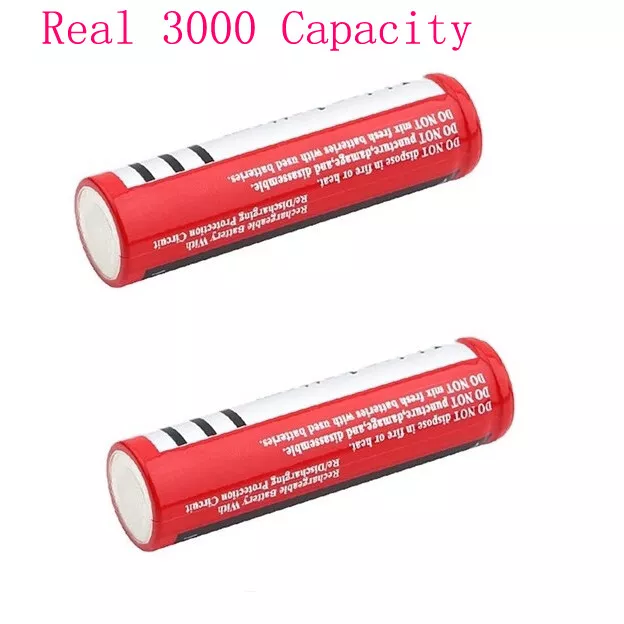 2pcs Real 3000mah Battery+ 2pcs Flashlight+1pcs Double Slot USB Charger