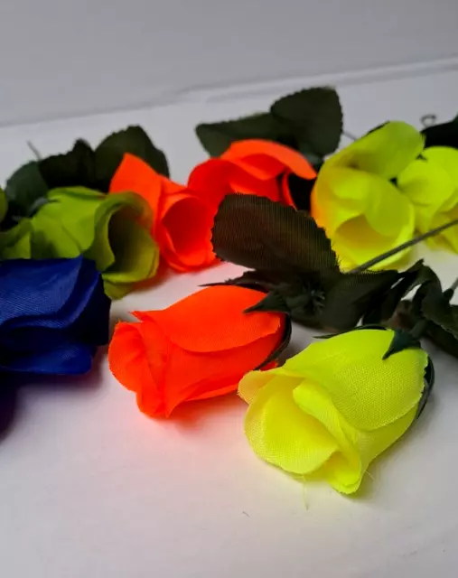 100 x  Neon Kunstrosen, Kunstblumen 4 Farben, 16 cm - Deko Karneval, Schmücken 2