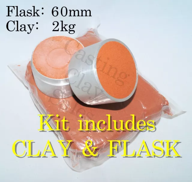 2kg 60mm KIT Delft Petrobond Style Casting Clay Sand, Rings, Flask, Oil Bonded
