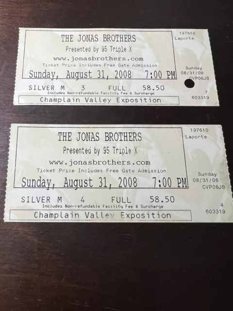 Jonas Brothers Concert Ticket Stub 8/31/2008 Silver M 4