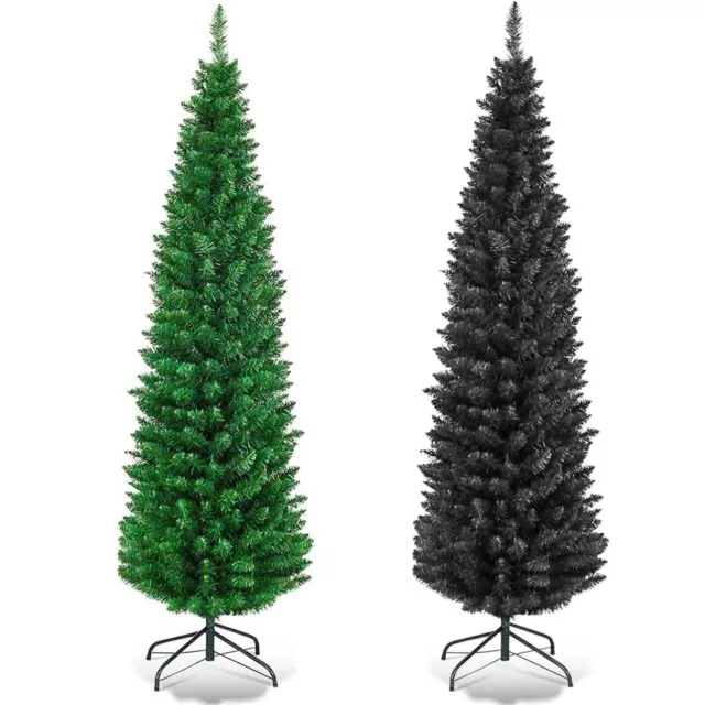 Christmas Tree Slim Pencil 5ft 6ft 7ft Green Black Xmas Trees