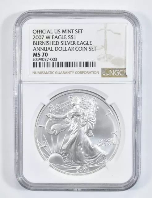 2007-W Burnished Annual Set - American Silver Eagle MS70 NGC