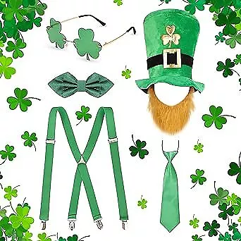 5 Pcs St.Patrick's Day Party Costume Accessories Green Leprechaun Top Hat
