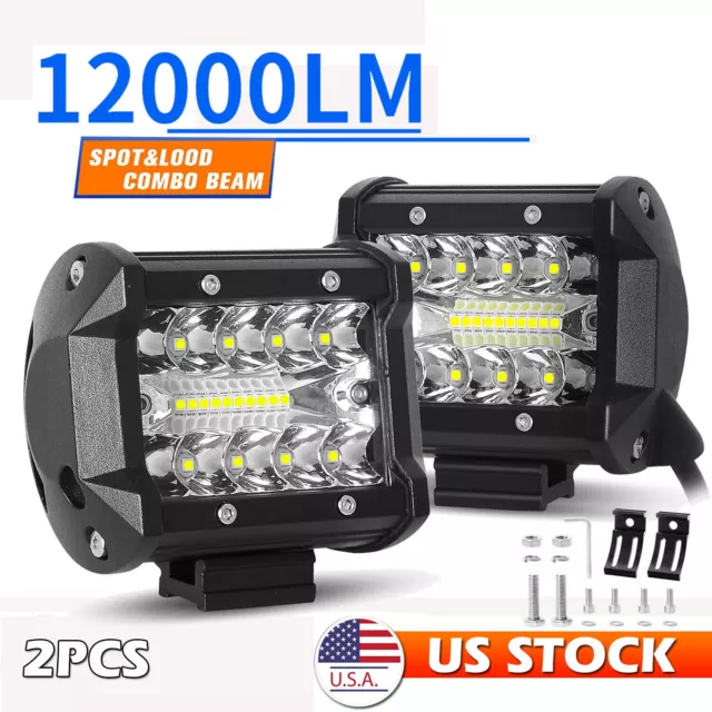 2x 4inch LED Work Light Bar Offroad Spot Flood Pods 4WD ATV SUV Driving Fog Lamp