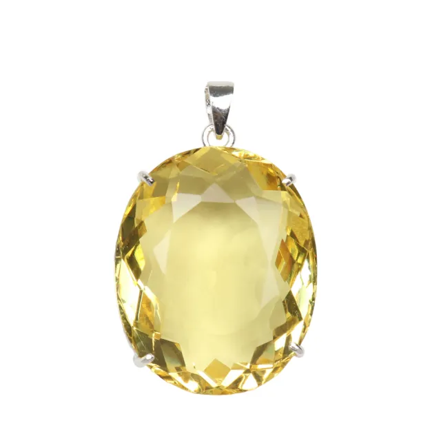 135ct Oval Cut Yellow Citrine Gem 925 Sterling Silver Pendant Gift for Christmas