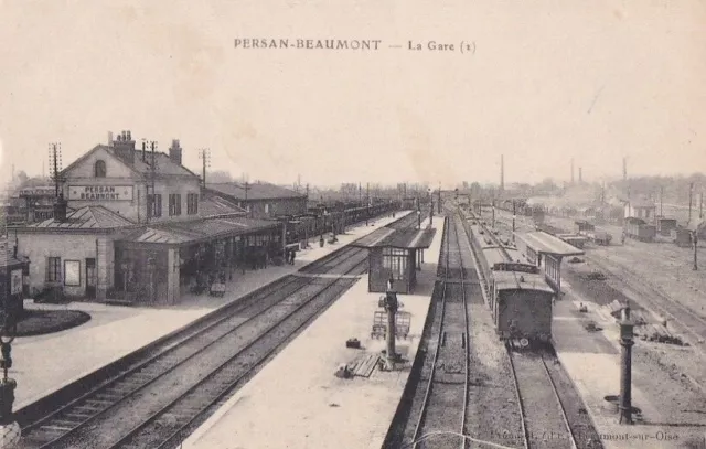 CPA 95 VAL D'OISE près Chambly Champagne/Oise PERSAN - BEAUMONT  La Gare 1917
