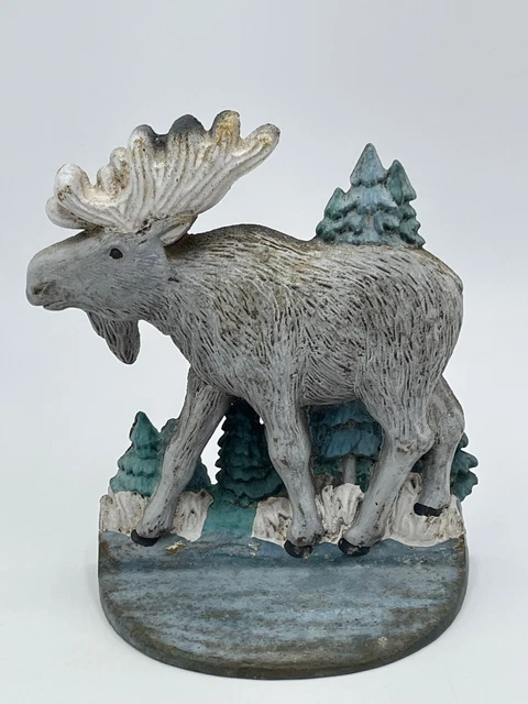 Vintage Cast Iron Rustic Moose Doorstop Midwest Importers Bookend Woodsy Decor